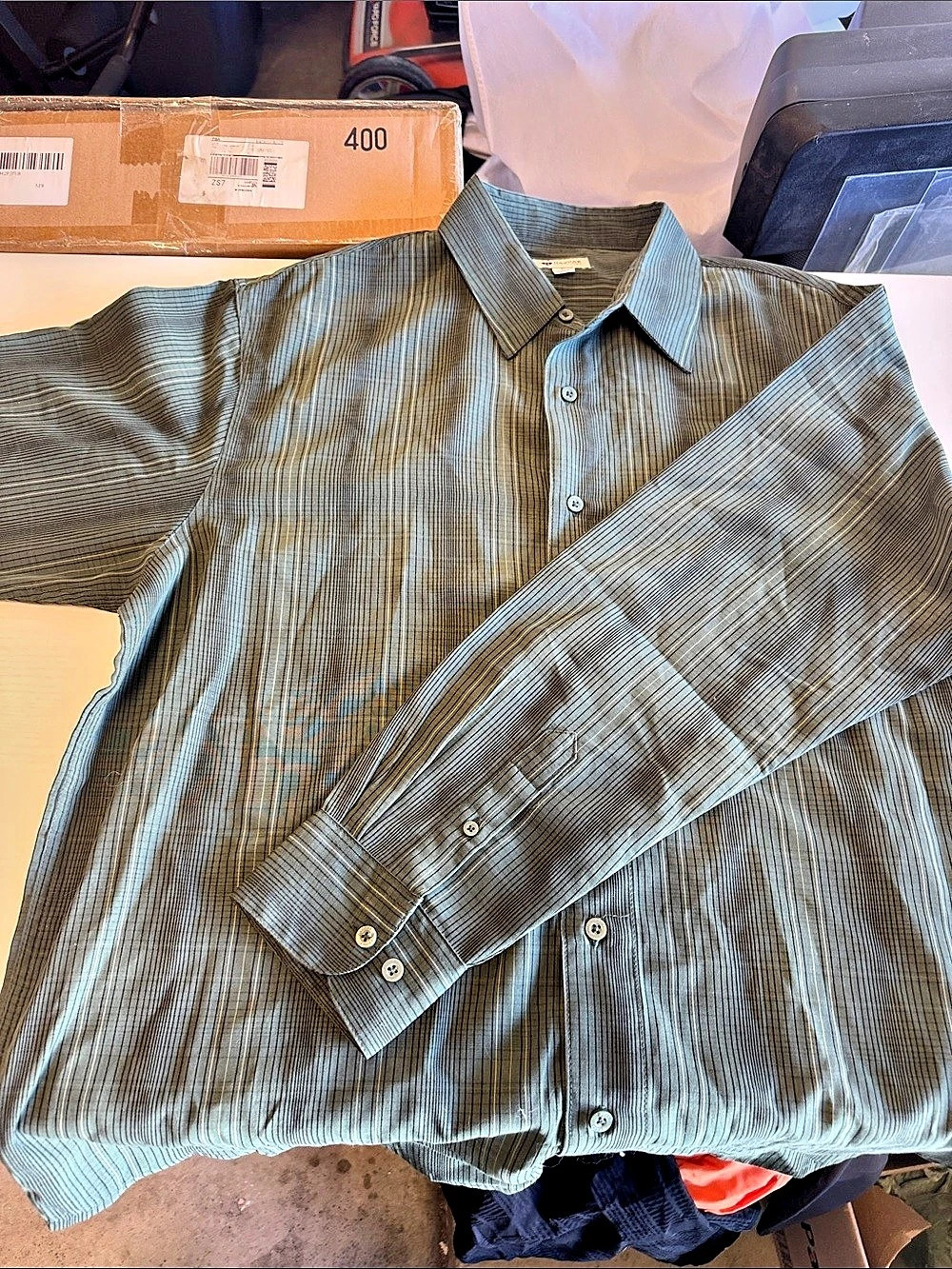 Haggar Men's Striped Button Down Shirt Size Large